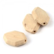Cuentas octogonal 34x22 mm de madera en bruto natural x10|raw }}