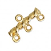 Entrepiezas 3 filas 20x10 mm dorado con oro fino x4