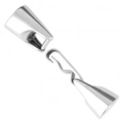 Cierre gancho de metal para cordón 4 mm Chapado Plateado envejecido x1