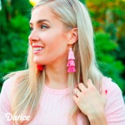 Borla pompón grande triple imitación seda 7 cm Multi Pastel x1