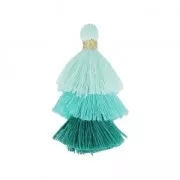 Pompón pequeño borla tripla imitación algodón 3 cm Multi Turquesa x1
