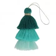 Borla pompón grande triple imitación algodón 7 cm Multi Turquesa x1