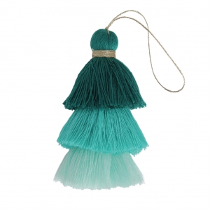 Borla pompón grande triple imitación algodón 7 cm Multi Turquesa x1