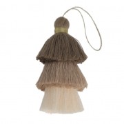 Borla pompón grande triple imitación algodón 7 cm Crème/Multi Marrón x1|raw }}