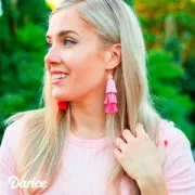 Borla pompón grande triple imitación algodón 7 cm Moutarde/Multi Verde x1