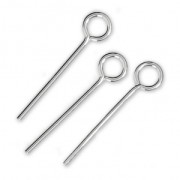 Bastones cabeza de anilla redonda para bisutería de Plata 925 - De Fabricación Europea - 18x0.8 mm x10|raw }}