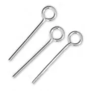 Bastones cabeza de anilla redonda para bisutería de Plata 925 - De Fabricación Europea - 18x0.8 mm x10