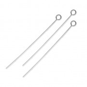 Bastones cabeza de anilla redonda para bisutería de Plata 925  - De Fabricación Europea - 50x0.7 mm x5