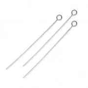 Bastones cabeza de anilla redonda para bisutería de Plata 925  - De Fabricación Europea - 50x0.7 mm x5