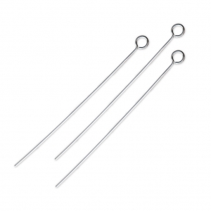 Bastones cabeza de anilla redonda para bisutería de Plata 925 - De Fabricación Europea - 50x0.7 mm x5