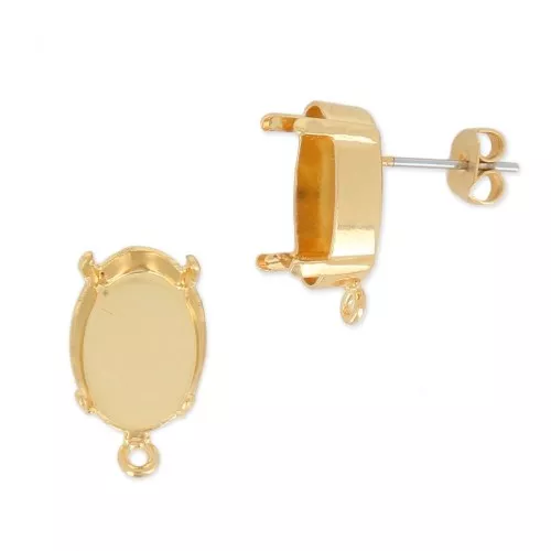 Pendientes para cabuchones PureCrystal 4120 14x10 mm dorado x2