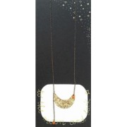 Colgante entrepieza media luna martillada de latón 46 mm dorado rosa x1