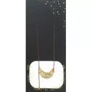 Colgante entrepieza media luna martillada de latón 46 mm dorado rosa x1