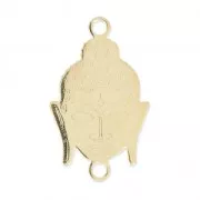 Entrepieza 2 anillas cabeza de buda 18x11 mm de Plata 925 Chapado de Oro 3 micras x1