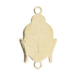 Entrepieza 2 anillas cabeza de buda 18x11 mm de Plata 925 Chapado de Oro 3 micras x1