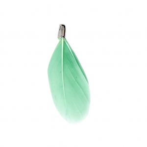 Pluma con terminal 33 mm Menta para la fabricación de joyas x1