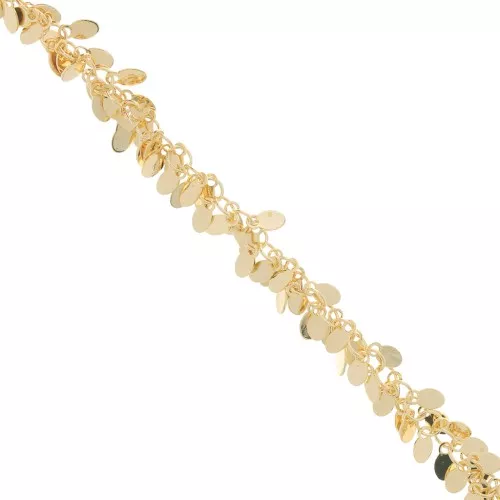 Cadena eslabón de fantasía con dijes 13 mm dorado x 50 cm