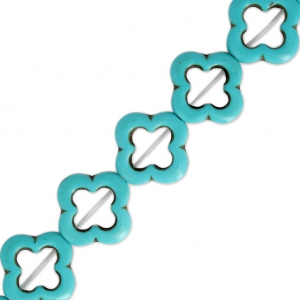 Cuenta Cuentas abalorios flores de imitación Howlite teñida 20 mm Turquesa x41cm