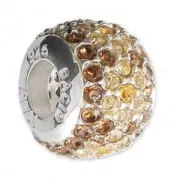 Dije de perla agujero grande Plateado 925 - Flor - Marrón - Amarillo x1