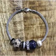 Abalorio charm agujero grande resina epoxi De Plata 925 - Estrella - Turquesa x1