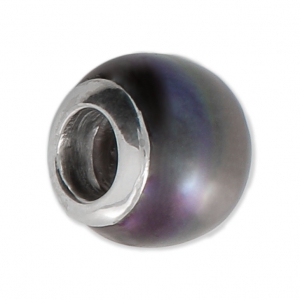 Abalorio charm agujero grande nacarado De Plata 925 - Pearl - Morado x1