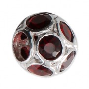 Abalorio charm agujero grande con strass De Plata 925 - Ball - Rojo x1|raw }}