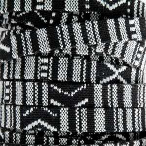 Cordón étnico 10 mm Negro/Blanco x30cm