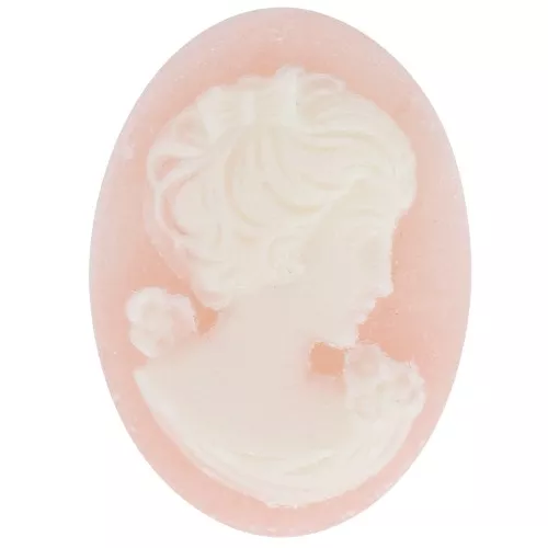 Camafeo de resina 18x13 mm - lado derecho - Light rose x1