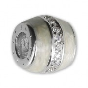 Abalorio charm agujero grande resina epoxi y strass De Plata 925 - Rings - Blanco x1|raw }}
