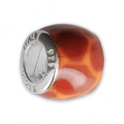 Abalorio charm agujero grande resina epoxi De Plata 925 - Africa - Naranja x1