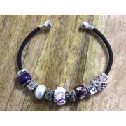 Dije de perla agujero grande resina epoxi Plateado 925 - Leopardo - Marrón - Blanco x1