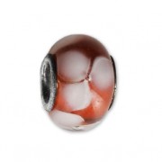 Abalorio de murano y Plata 925 - Flower - Rojo x1