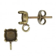 Pendientes con trasera soporte cabuchón 1028/1088 6 mm bronce x2|raw }}