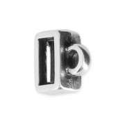 Cuenta pasador dije para cordón plano 5 mm Chapado Plateado envejecido x1