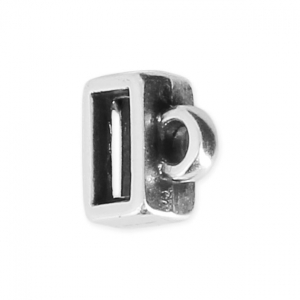 Cuenta pasador dije para cordón plano 5 mm Chapado Plateado envejecido x1