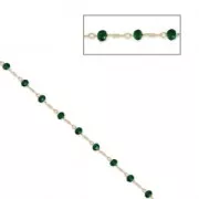 Cadena con cuentas facetadas de vidrio 2.95 mm Dorado satinado/Emerald x1m
