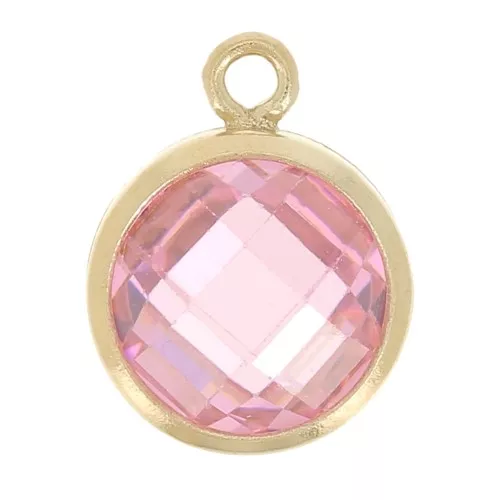 Colgante 8.5x6.5 mm - óxido de zirconio - Light Rosa/Gold filled x1