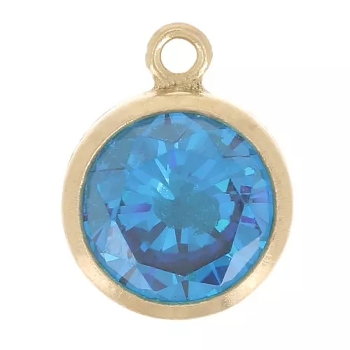 Colgante 8.5x6.5 mm - óxido de zirconio - Aqua Blue/Gold filled x1