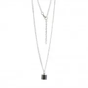 Collar plateado con colgante de vidrio a rellenar 25x10 mm - Botella x1