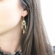 Entrepieza multi-agujeros con forma de media luna o cuerna 12x8.5 mm dorado rosa x1