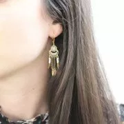 Entrepieza multi-agujeros con forma de media luna o cuerna 12x8.5 mm dorado rosa x1