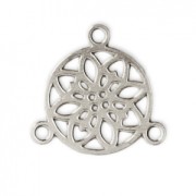 Mini entrepieza/Candelabro motivo rosatón 2 anillas 9.5 mm plateado x1|raw }}