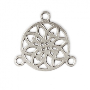 Mini entrepieza/Candelabro motivo rosatón 2 anillas 9.5 mm plateado x1