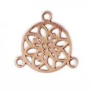 Mini entrepieza/Candelabro motivo rosatón 3 anillas 9.5 mm dorado rosa x1