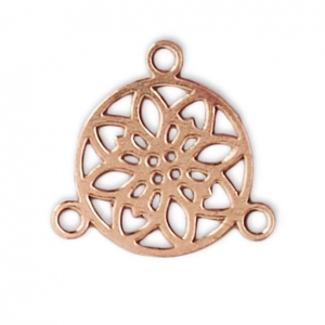 Mini entrepieza/Candelabro motivo rosatón 3 anillas 9.5 mm dorado rosa x1