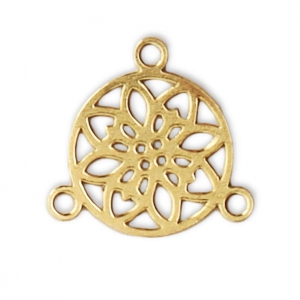 Mini entrepieza/Candelabro motivo rosatón 2 anillas 9.5 mm dorado con oro fino x1