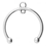 Entrepieza media luna 2 anillas 29X27 mm Chapado Plateado envejecido x1