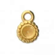 Dije medalla redonda 8 mm para cabuchón 4 mm Dorado con oro fino x1