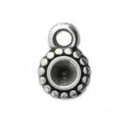 Dije medalla redonda 8 mm para cabuchón 4 mm Chapado Plateado envejecido x1