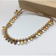 Cuenta de metal diente 7 mm Dorado con oro fino x1